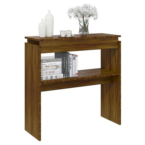 Konsolbord 80x30x80 cm konstrueret træ brun egetræsfarve