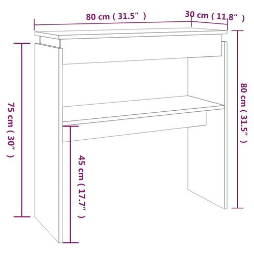 Konsolbord 80x30x80 cm konstrueret træ brun egetræsfarve
