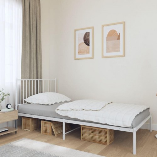 Sengeramme i metal med sengegavl 107×203 cm - hvid