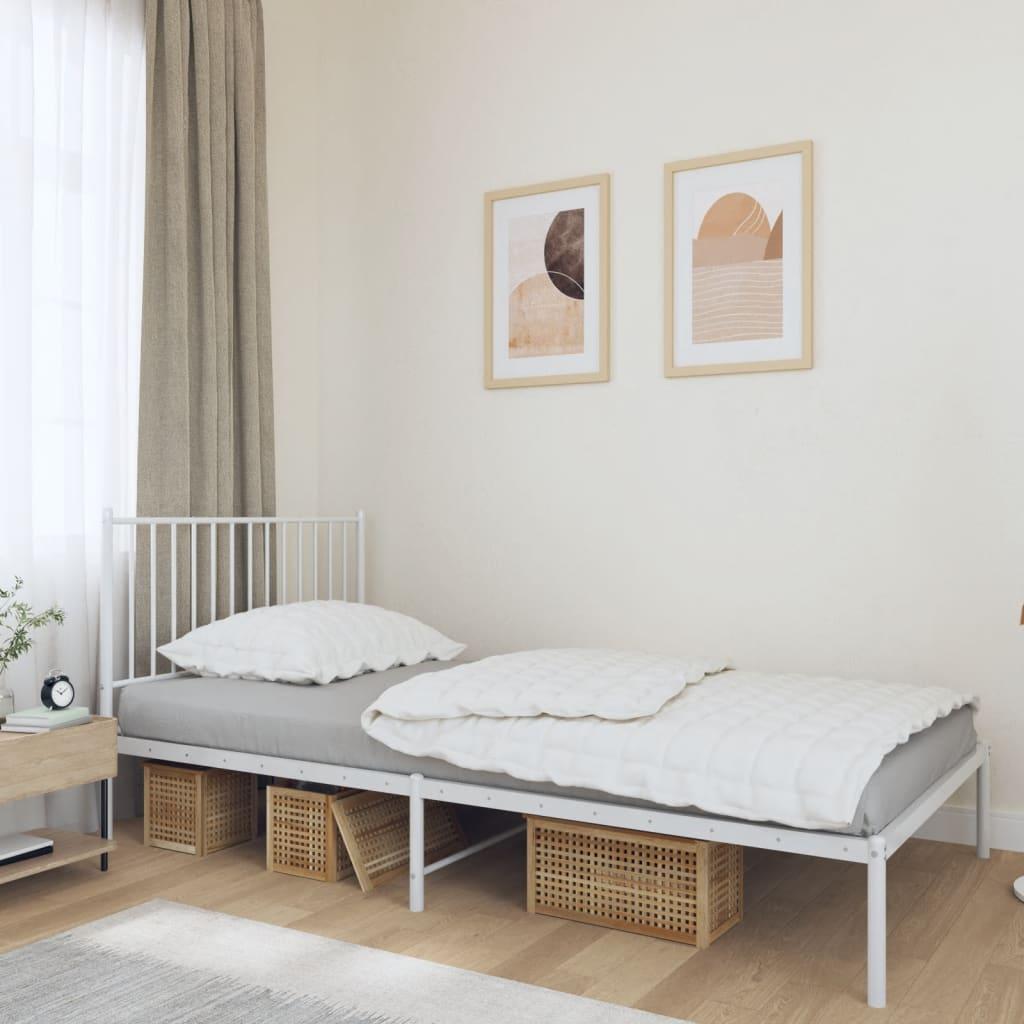 Sengeramme med sengegavl 107x203 cm metal hvid billede