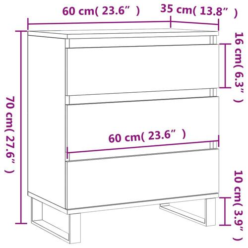 Skænk 60x35x70 cm konstrueret træ grå sonoma-eg