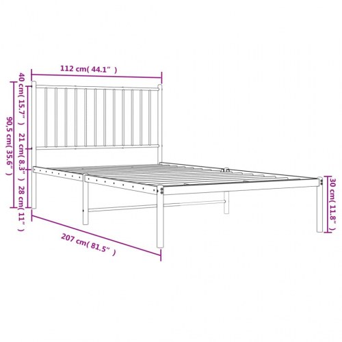 Sengeramme i metal med sengegavl 107×203 cm - hvid