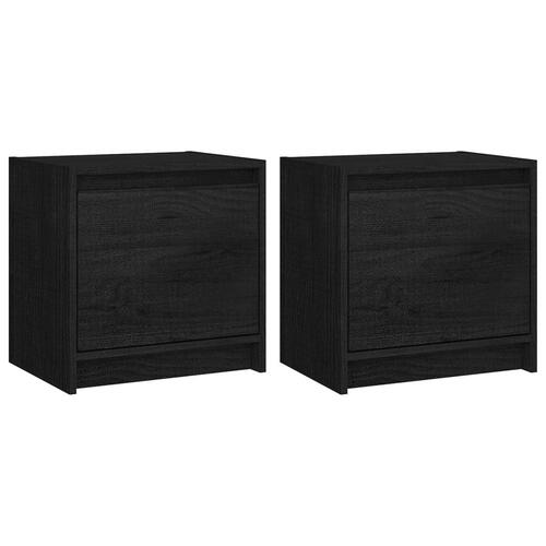 Sengeskabe 2 stk. 40x30,5x40 cm massivt fyrretræ sort