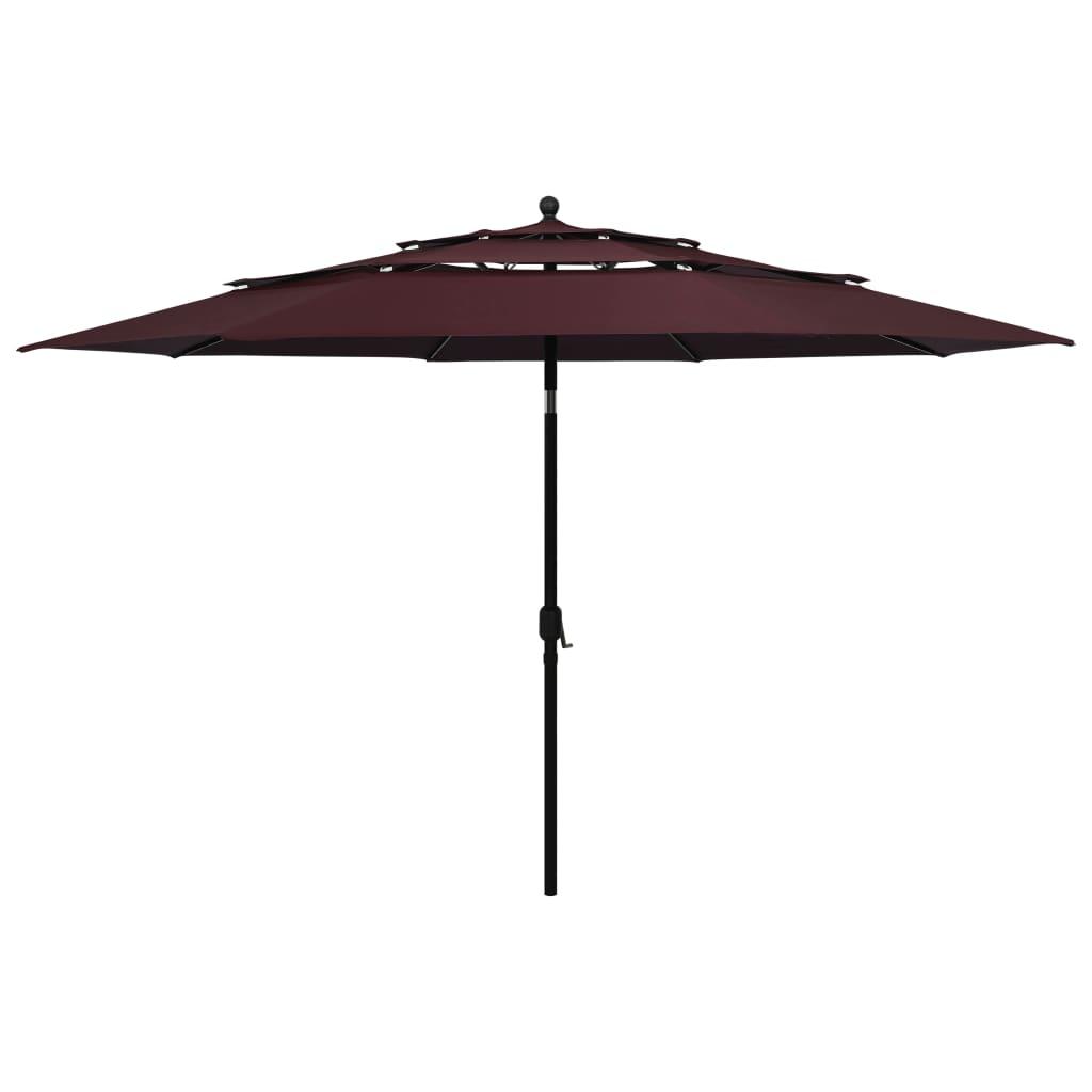 Parasol med aluminiumsstang 3 niveauer 3,5 m bordeauxrød billede