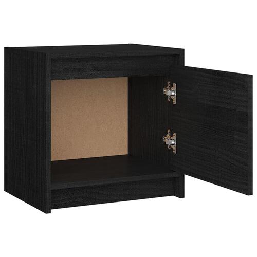 Sengeskabe 2 stk. 40x30,5x40 cm massivt fyrretræ sort