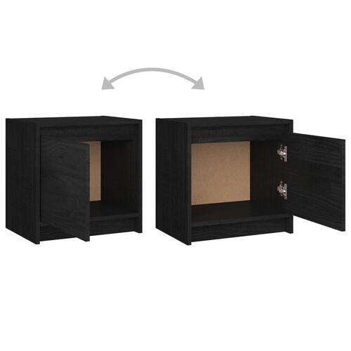 Sengeskabe 2 stk. 40x30,5x40 cm massivt fyrretræ sort