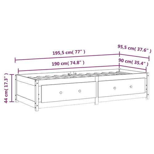 Daybed 90x190 cm Single massivt fyrretræ grå