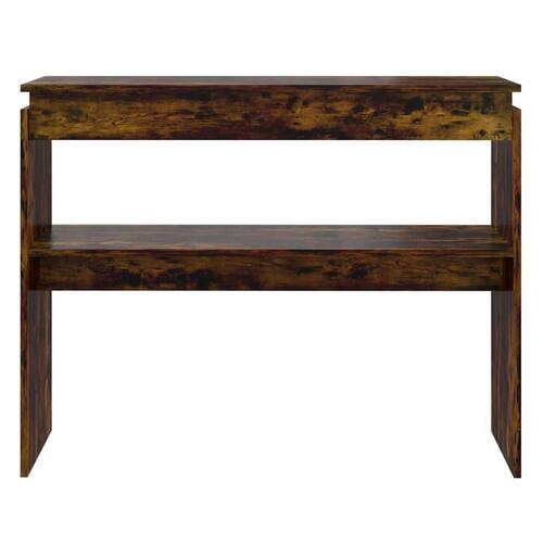 Konsolbord 102x30x80 cm konstrueret træ røget egetræsfarve
