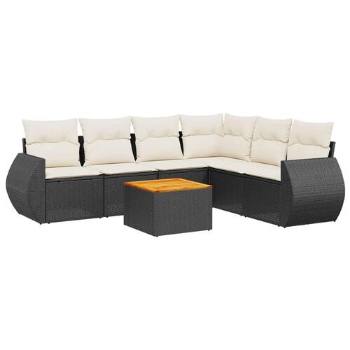 Sofasæt til haven 7 dele med hynder polyrattan sort