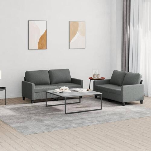 2 personers sofa med hynder stof mørkegrå