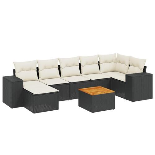 Sofasæt til haven 8 dele med hynder polyrattan sort