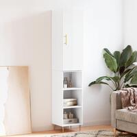 Skab 34,5x34x180 cm konstrueret træ hvid højglans