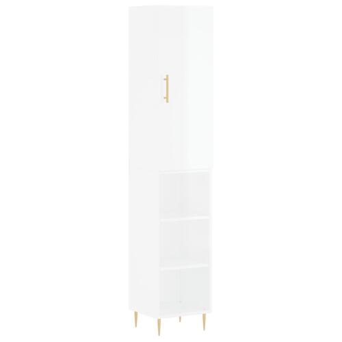 Skab 34,5x34x180 cm konstrueret træ hvid højglans