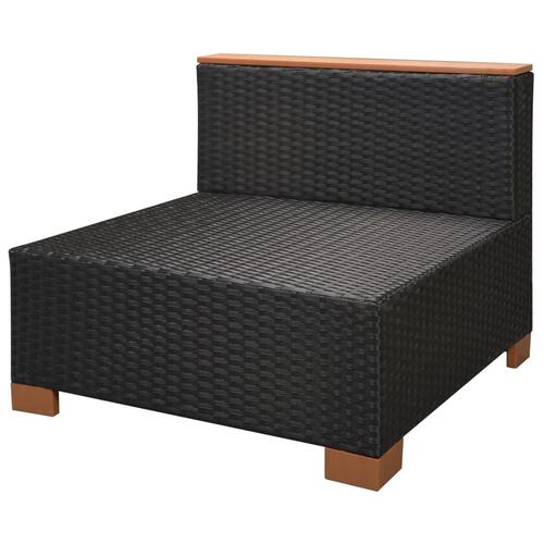 Haveloungesæt 7 dele med hynder polyrattan sort
