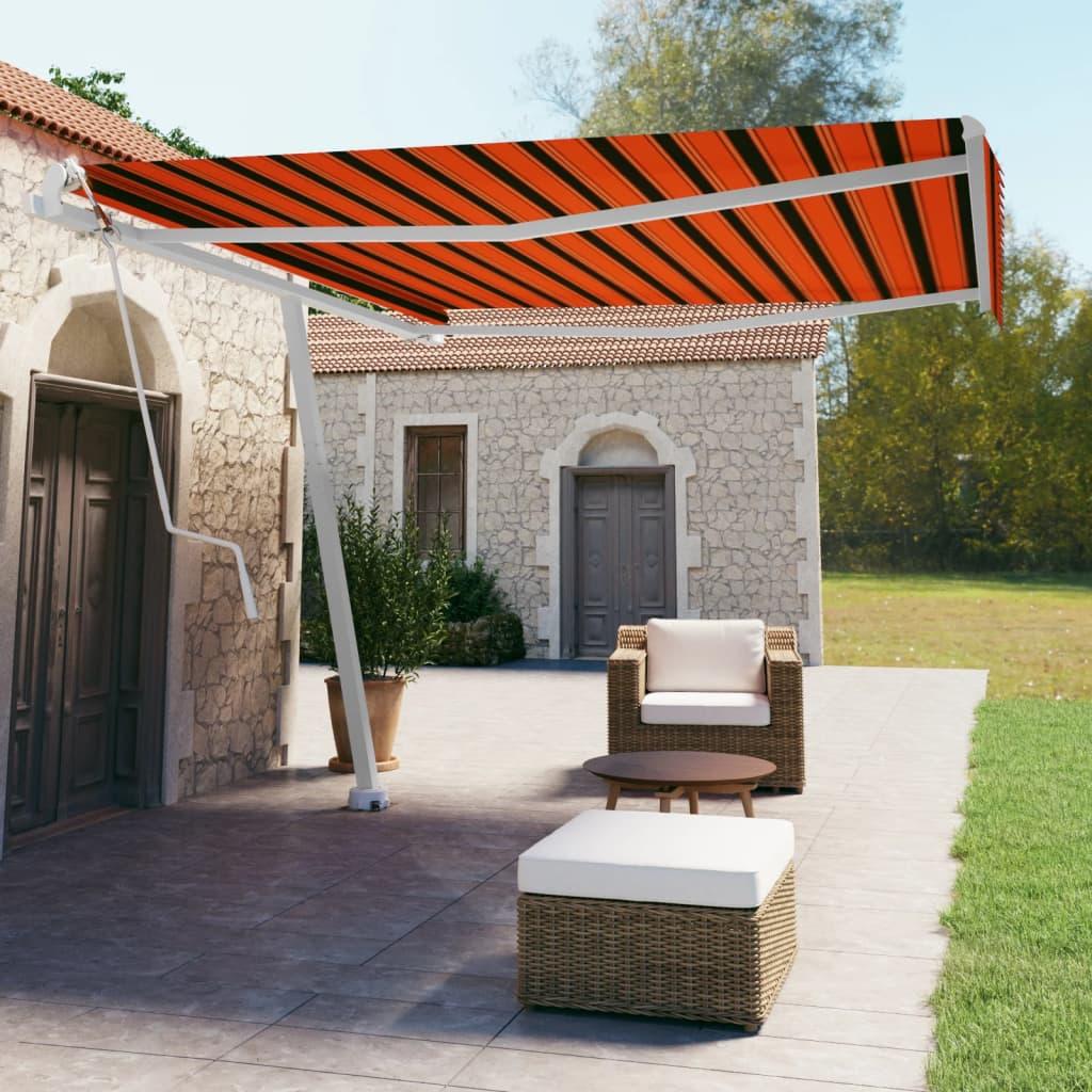 Fritstående markise 400x350 cm automatisk betjening orange/brun