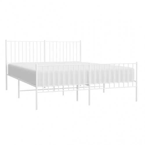 Sengeramme med gavl og fodgærde 150×200 cm - metal, hvid