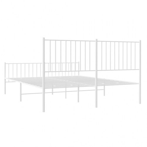 Sengeramme med gavl og fodgærde 150×200 cm - metal, hvid