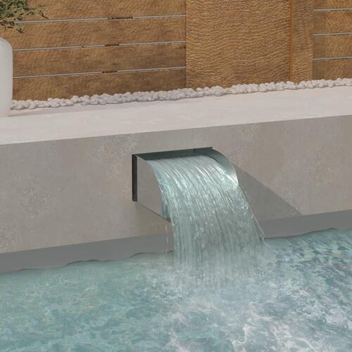 Havespringvand med LED-lys 30x34x14 cm rustfrit stål 304