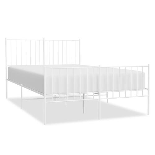 Sengeramme med sengegavl og fodgærde 120x190 cm metal hvid
