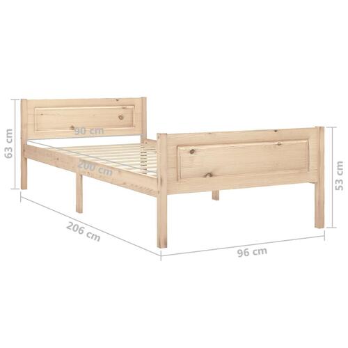 Sengestel 90x200 cm massivt fyrretræ