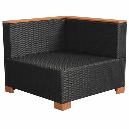 Haveloungesæt 9 dele med hynder polyrattan sort