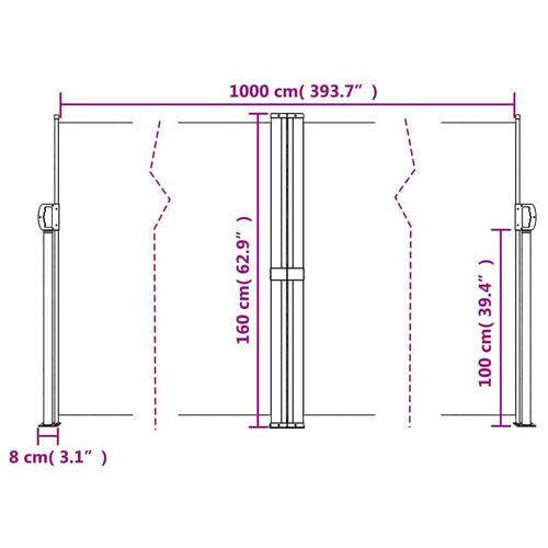 Sammenrullelig sidemarkise 160x1000 cm sort