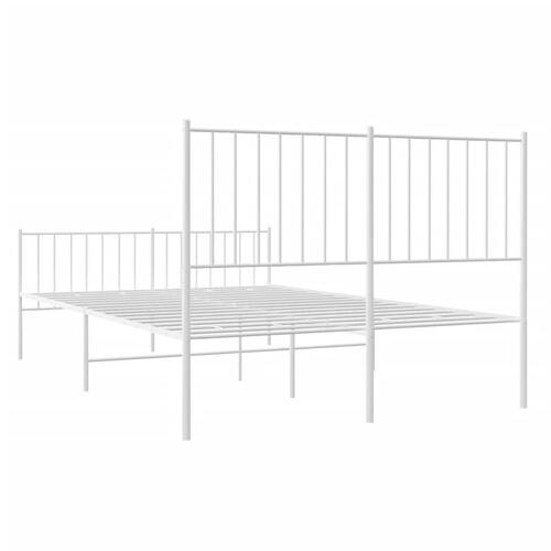 Sengeramme med sengegavl og fodgærde 120x190 cm metal hvid