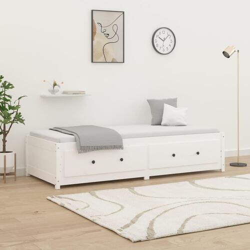 Daybed hvid 75x190 cm lille enkelt massivt træ fyr