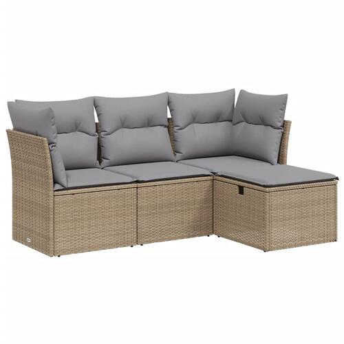 Sofasæt til haven 4 dele med hynder polyrattan beige
