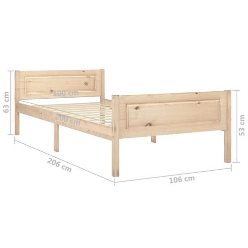 Sengestel 100x200 cm massivt fyrretræ