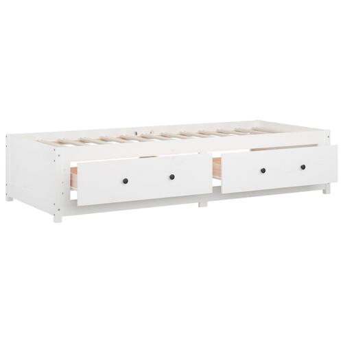 Daybed hvid 75x190 cm lille enkelt massivt træ fyr