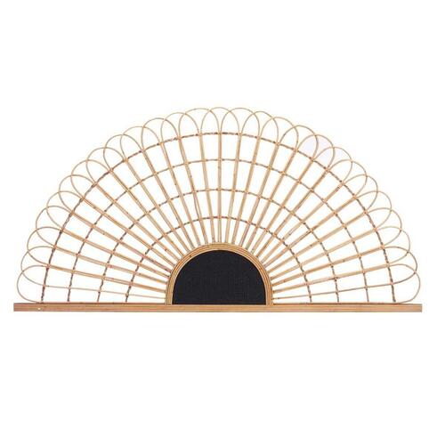 Sengegavl Vifte Brun Sort Rattan 160 x 80 x 2 cm