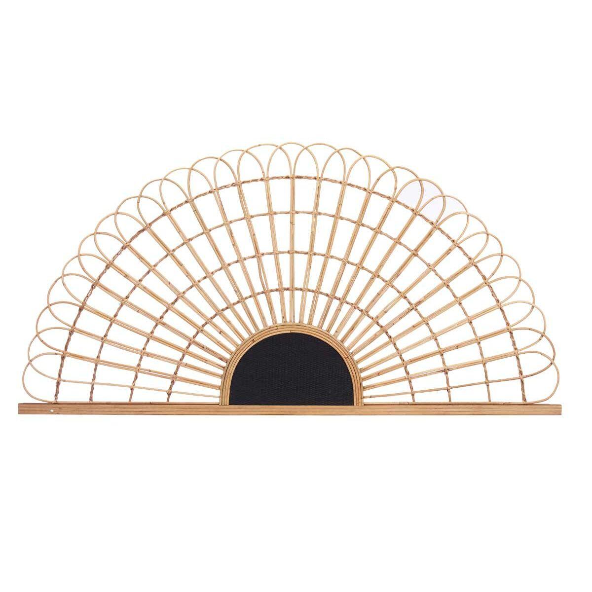 Sengegavl Vifte Brun Sort Rattan 160 x 80 x 2 cm
