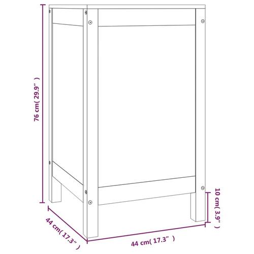 Vasketøjskurv 44x44x76 cm massivt fyrretræ