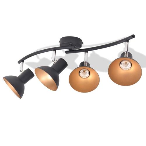 Loftslampe til 4 pærer E27 sort og guld
