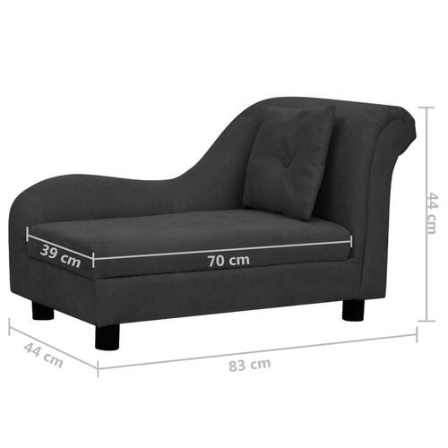 Hundesofa med pude 83x44x44 cm plys sort
