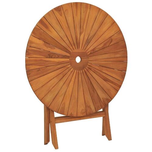 Foldbart havebord Ø 85x75 cm massivt teaktræ
