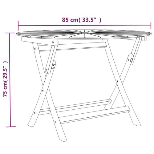 Foldbart havebord Ø 85x75 cm massivt teaktræ
