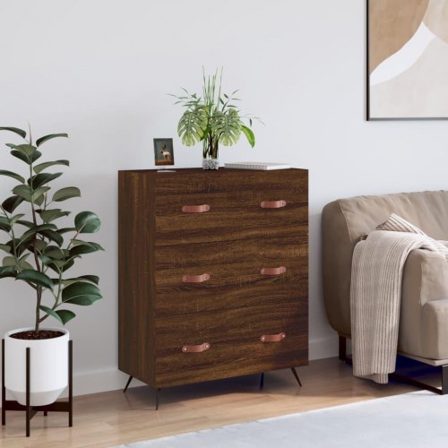 Kommode 69,5x34x90 cm konstrueret træ brun egetræsfarve