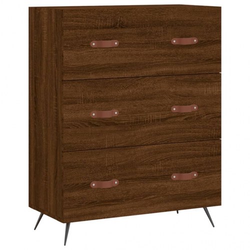 Kommode 69,5x34x90 cm konstrueret træ brun egetræsfarve