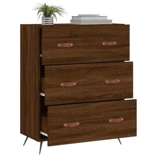 Kommode 69,5x34x90 cm konstrueret træ brun egetræsfarve