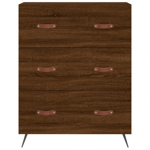 Kommode 69,5x34x90 cm konstrueret træ brun egetræsfarve