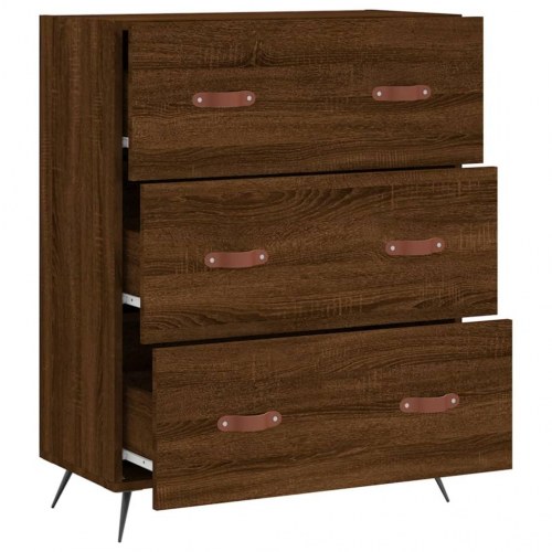 Kommode 69,5x34x90 cm konstrueret træ brun egetræsfarve