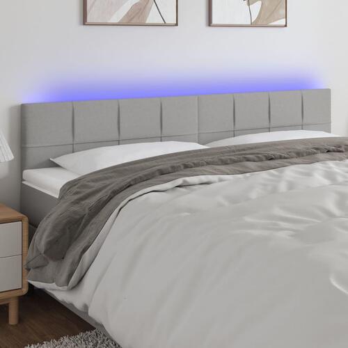 Sengegavl med LED-lys 180x5x78/88 cm stof lysegrå