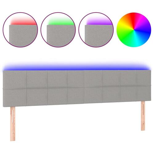 Sengegavl med LED-lys 180x5x78/88 cm stof lysegrå