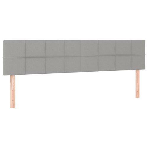 Sengegavl med LED-lys 180x5x78/88 cm stof lysegrå