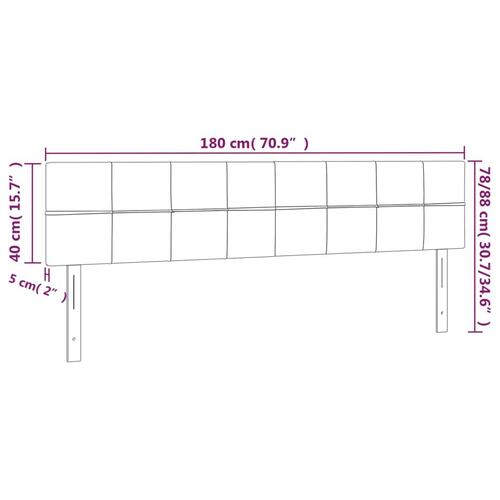 Sengegavl med LED-lys 180x5x78/88 cm stof lysegrå