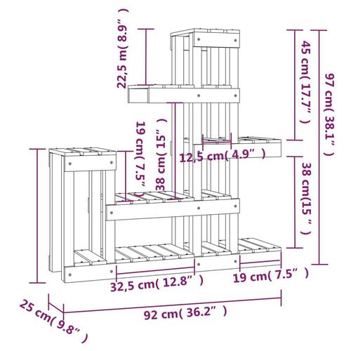 Plantestativ 92x25x97 cm massivt fyrretræ