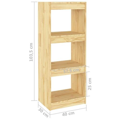 Bogreol/rumdeler 40x30x103,5 cm massivt fyrretræ