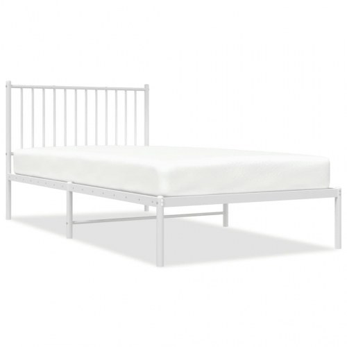 Sengeramme med sengegavl 100×200 cm - metal, hvid
